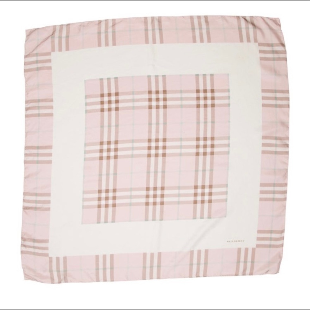 Burberry Pink Plaid Silk Scarf